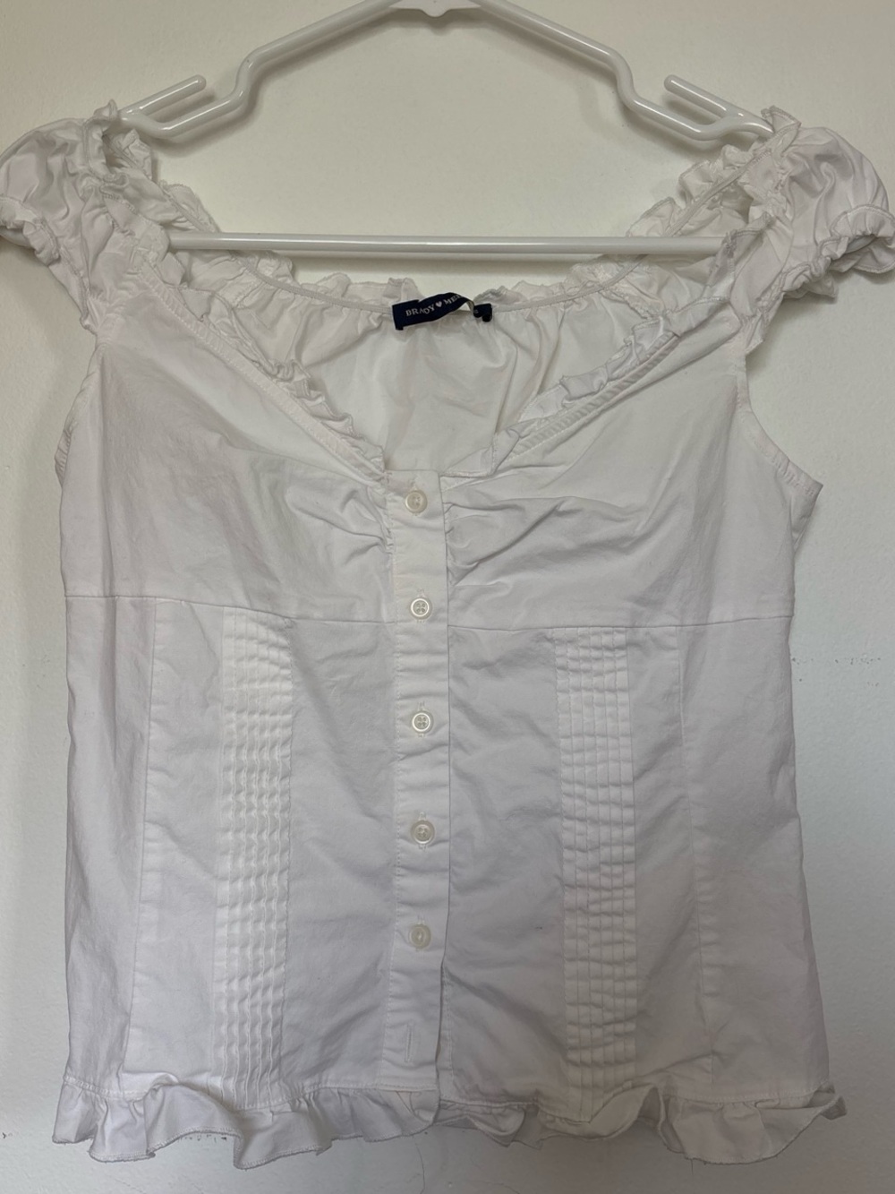 brandy melville White Ruffle Button-Front Women's Top